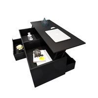 2021 moderne italien grand noir/blanc Convertible multifonctionnel Table basse élévatrice à Table à manger
