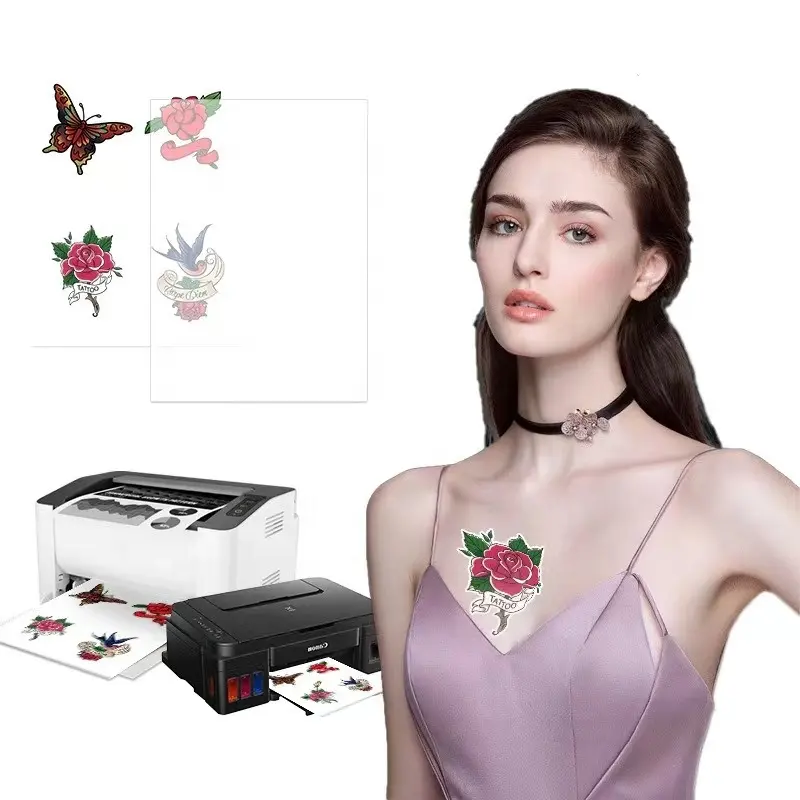 NEW White Color Water Transfer Sticker Laser/inkjet Printable Waterproof Tattoo Paper A+B Transfer Chest Tattoo Stickers For Men