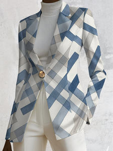 Chaquetas de Traje de Negocios para Mujer, Tejidas, de Terciopelo a Cuadros, con Cierre de un Solo Botón, para Otoño - Product Image 3