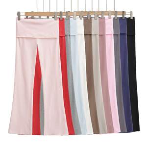 <strong>Women's</strong> Summer Hip Hop Flared Knit Pants High-Rise Bootcut with Cloud-Soft Draping Anti-Wrinkle Slimming Fit - Product Image 1