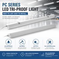Lumière LED Tri-proof SHIZI pour PC, IP65 Étanche, IK08, Éclairage Linéaire Connectable pour Entrepôt, Supermarché, Parking