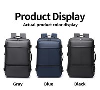 Sac à dos pour ordinateur portable noir de grande capacité pour les voyages d'affaires, sac à dos extensible multifonctionnel avec USB, sac à dos sous le siège