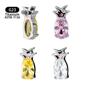 Clous d'oreille en titane G23 en forme d'ananas, 7,2 mm, sertis de zircon, pour piercing du cartilage - Product Image 5