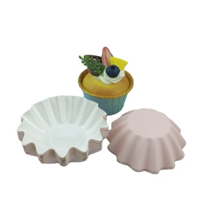 صينية كيك على شكل زهرة يمكن التخلص منها ، موفين وردي ، حامل لكعك الزفاف ، صينية طلاء الحيوانات الأليفة ، ورق مبطن - Product Image 2