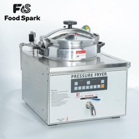 Friteuse à pression électrique de table en acier inoxydable, capacité 16L, 1600W, commande micro-ordinateur, vanne à huile, style KFC