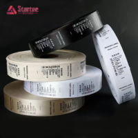 Étiquettes de lavage en satin de soie brillant avec code-barres à gratter, impression sérigraphique pour vêtements et chaussures