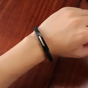 Trang Sức Thép Không Gỉ Clasp Tùy Chỉnh Khắc Da Chính Hãng Bọc Vòng Đeo Tay Nam