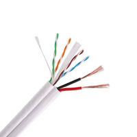 EXC exterior UTP CAT5e Cat6 Cable cobre Cat6 cable de red con 2C cable eléctrico para sistema de seguridad de cámara CCTV