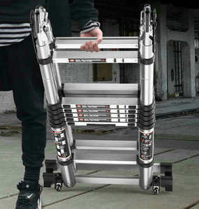 A Frame 5M Extendable Folding Aluminum Telescopic <strong>Ladder</strong> with <strong>Ladder</strong> <strong>Stools</strong> Modern Design 13 <strong>Steps</strong> 150kg Load Capacity - Product Image 5