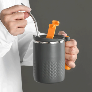 Taza de Viaje Aislada de 450 ml (15 oz), Taza de Café de Acero Inoxidable 304, Libre de BPA, con Asa, Aislamiento al Vacío de Doble Pared, con Tapa - Product Image 3