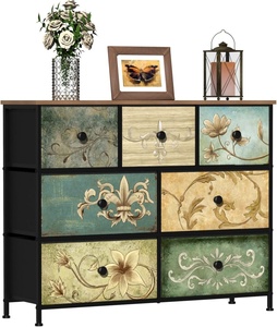 Cómoda con 12 Cajones con Panel de Madera, Cajones de Tela, Estructura Metálica, Organizador de Torre, Estilo Rústico para Sala de Estar o Habitación <span class=keywords><strong>Infantil</strong></span> - Product Image 5