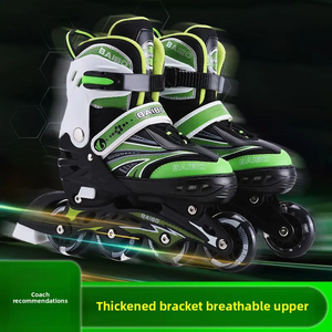 स्पष्ट थोक फैशन 4 व्हील एडजस्टेबल रोलर स्केट्स फ्लैशिंग व्हील्स सिंगल रो रोलर स्केट्स - Product Image 5