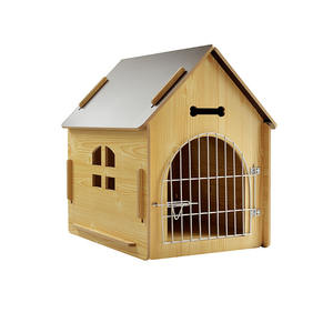 Niche d'intérieur en bois massif pour chiens, niche pour chiens et chats, avec porte en fer, levage des pieds, pratique, pour animaux domestiques - Product Image 4
