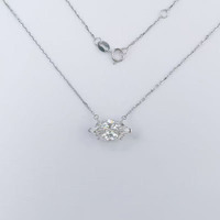 Collier pendentif minimaliste en or blanc 18 carats avec diamant de laboratoire taille marquise, grand carat, chaîne de clavicule, bijou fin pour femme, idéal pour l'été