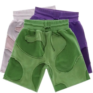 Custom Summer Vintage Embroidered <b>Patch</b> Acid Washed <b>Shorts</b> Jogger Cut and Sew Flare Sweat <b>Shorts</b> - Product Image 4
