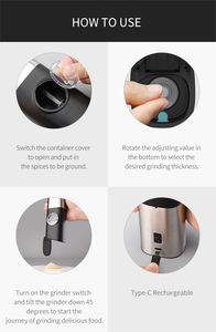 <span class=keywords><strong>Petit</strong></span> <span class=keywords><strong>moulin</strong></span> <span class=keywords><strong>à</strong></span> épices de haute qualité, batterie au lithium rechargeable, <span class=keywords><strong>moulin</strong></span> <span class=keywords><strong>à</strong></span> sel et <span class=keywords><strong>à</strong></span> <span class=keywords><strong>poivre</strong></span> <span class=keywords><strong>électrique</strong></span> 2 en 1 avec base - Product Image 6
