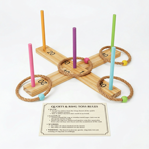 Jeu de lancer d'anneaux en bois personnalisé avec logo, vente en gros OEM ODM, pour extérieur, jardin, fête familiale, jouet interactif de lancer d'anneaux - Product Image 6