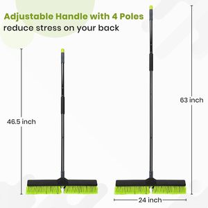 Heavy Duty Broom Brush with 63 Long Handle for Deck <strong>Patio</strong> Driveway Garage Warehouse Shop Floor Sweeping &amp; <strong>Scrubbing</strong> - Product Image 5