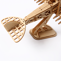 Puzzle 3D en bois en gros, biplan à assembler soi-même, modèle d'avion de chasse vintage