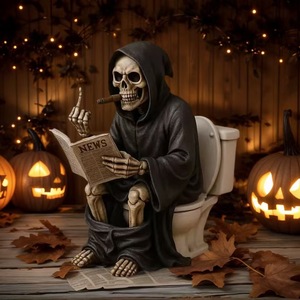 Figurine de la Mort (Grim Reaper) pour les toilettes - Moule en résine écologique du Dieu de la Mort avec doigt d'honneur pour décoration de bureau/cadeau - Product Image 4