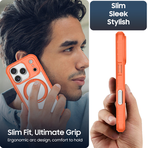Carcasa Magnética Delgada al por Mayor con Anillo para iPhone 17 Pro Max, Naranja Translúcido, Funda Antigolpes - Product Image 4