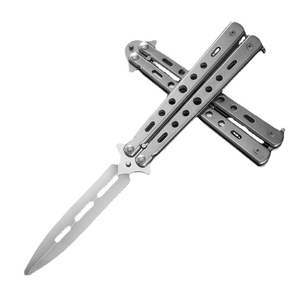 Beginner <strong>Butterfly</strong> Practice <strong>Knife</strong> OEM Manufacturer Wholesale Portable Unedged Folding Stainless Steel <strong>Trainer</strong> <strong>Knives</strong> - Product Image 2