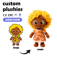 Poupée africaine noire de 30 cm, design personnalisé, brodée, mignonne, en peluche, super douce, rembourrage en coton PP, jouet de dessin animé