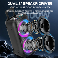 Haut-parleur portable étanche à double cornet avec boîtier en plastique, LED RGB, compatible karaoké numérique, pour home cinéma et extérieur
