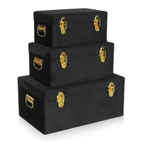 Boîte en velours, noir, personnalisation, ensemble de trois troncs de rangement en velours, décorations