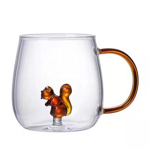 El Yapımı Renkli Saplı Karikatür Cam Kupa İçinde 3D Figürlü Sevimli Hayvan Bitki BPA İçermeyen Borosilikat Bardak Hediyelik - Product Image 2
