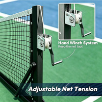 Filet de tennis mobile durable avec treuil manuel, système de poteaux de court de tennis de qualité professionnelle avec roulettes pour événements