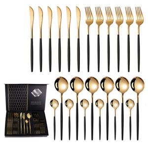 Produit tendance en ligne : Ensemble de couverts en acier inoxydable 24 pièces, couleur or, dans un coffret cadeau doré attrayant - Product Image 2