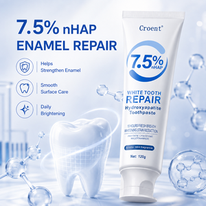 Dentifrice blanchissant à la menthe pour adultes OEM ODM 120g 7,5% NHAP Nano Hydroxyapatite Réparation de l'émail Nettoyage de base Haleine fraîche Anti-caries - Product Image 3