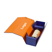 Maßgefertigte Schwarze Luxus-Geschenkbox für Einzelne Weinflasche Faltbares Design mit Prägung Matt-Laminierung für Champagner oder Rotwein