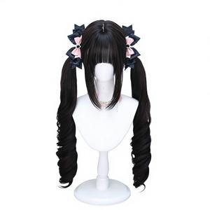 Perruque ND fabriquée à la machine, style cosplay anime, <span class=keywords><strong>cheveux</strong></span> longs, double queue de cheval, brun clair, résistante à la chaleur, même style que les célébrités d'Internet - Product Image 3