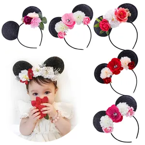 Kids Flower Headbands Kids Baby Girls Cute Ears Cartoon Flower Hair Band Accessories Soft Hairband