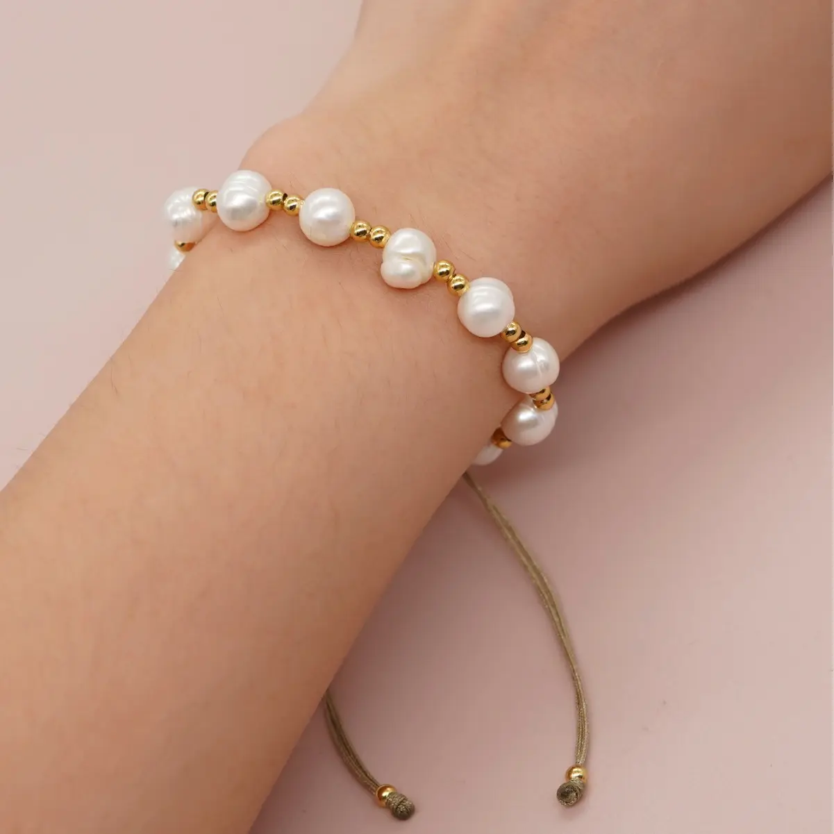 Unique Women Drawstring Fresh Water Pearl Bead Bracelet Fine Jewelry Bracelets Bangles for weeding jewelry