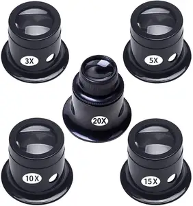 3X 5 X 10X 15X 20X Black Jewelers Loupe Magnifier Magnifying Eye Loop Watchmakers Repair Eye Loupe Glass Tools (20X)