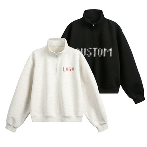 French Terry Blank Oversized Manufacturer Heavyweight Hooded Collar 1/4 Custom Logo Men'S Sweatshirts Quarter Zip Sweatshirt