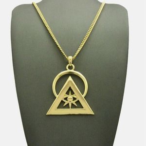 Son derece cilalı 18k altın kaplama <span class=keywords><strong>Illusion</strong></span> piramit kolye göz 24in küba zincir kolye ile Horus - Product Image 6