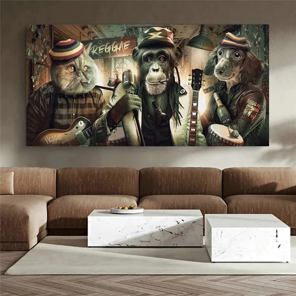 Home Decor Funny Modern Hip Hop Monkey Playing Poker Blowing Bubbles Poster Prints pop art animals pictures