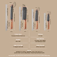 Ensemble de couteaux de cuisine en acier Damas à 67 couches, couteaux à découper, Nakiri, utilitaires, à éplucher, couteaux de chef avec manche en bois de rose d'Afrique