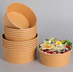 Mẫu Miễn Phí Nguồn Cung Cấp Thủ Công Lớn Giấy Salad Giấy Bát Lấy Thực Phẩm Hộp Dùng Một Lần Salad Thực Phẩm Container Với Nắp Đậy - Product Image 4