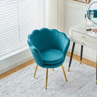 Fauteuil de salon de style nordique de luxe en forme de pétale, fauteuil de salon en velours rembourré en forme de coquille