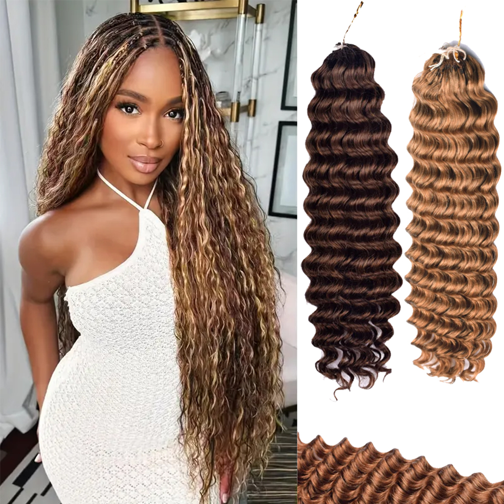 Vast Hair Official - KAMA Feathered Crochet Hair 27 Honey Blonde Deep Wave Raw Braiding Human Hair Bundles No Weft Pre-Looped Crochet Hair Extensions