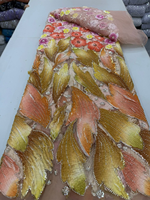 Tissu en dentelle de tulle perlé et pailleté de luxe NI.AI, maille lourde faite à la main pour robes de mariée nigérianes Asoebi