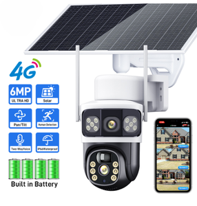 V380 8MP ống kính kép năng lượng mặt trời 4G máy ảnh không dây IP tự động theo dõi An ninh Hệ thống giám sát với hai chiều âm thanh PTZ mạng Máy ảnh - Product Image 1