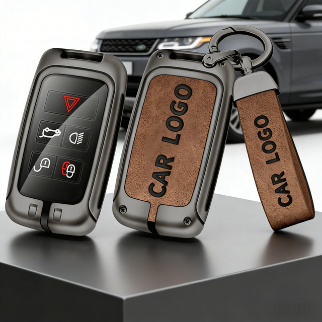 Creative Design Metal Key Cover Simple Style Custom Anti-scratch Zinc Alloy Leather Key Fob Cover for Land Rover Range Rover
