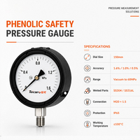Phenolic Safety Pressure Gauge High Precision Industrial Pressure Meter with Anti-Vibration Design for Oil & Gas Industry