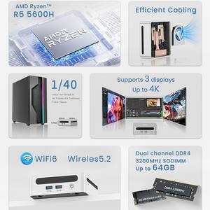 Mini <span class=keywords><strong>PC</strong></span> HD GenMachine avec processeur AMD Ryzen 5 5600H 6 cœurs et 12 threads, DDR4 16/32, disque dur SSD 512 Go, Windows 11, Wifi6 pour <span class=keywords><strong>PC</strong></span> professionnel - Product Image 4